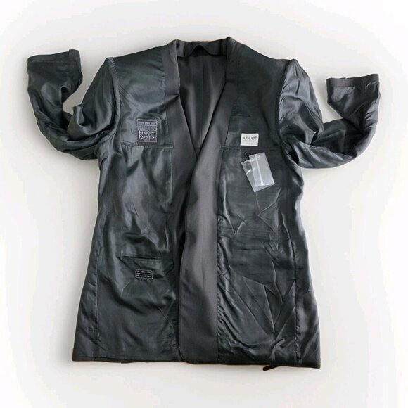 Armani Collezione Blazer Men US 44R Gray Wool Blend Lined 2B Double Vented Italy - Picture 11 of 16